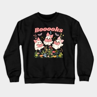 Cute Wildflower Ghosts Reading Books Crewneck Sweatshirt